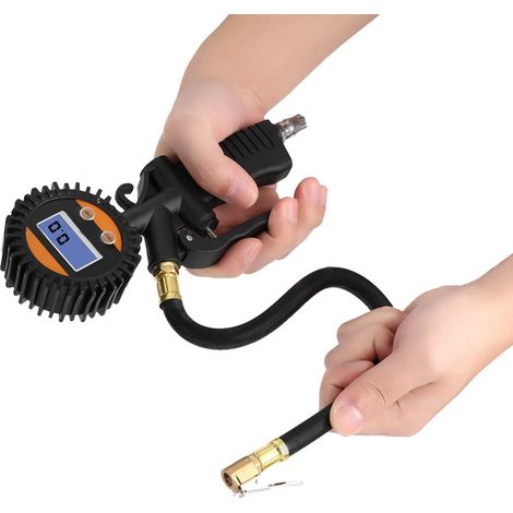 Gonfleur numérique universel pour pneus auto/moto, pistolet manomètre air 12V, pompe précision (1/5)