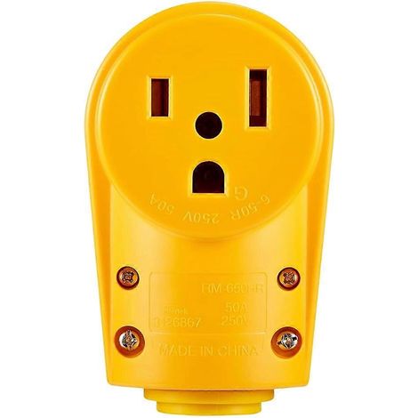 Prise femelle NEMA 6-50R 50 A 250 V à 3 broches pour soudeuse, robuste, débranchement facile, fiche jaune (prise américaine). (1/5)