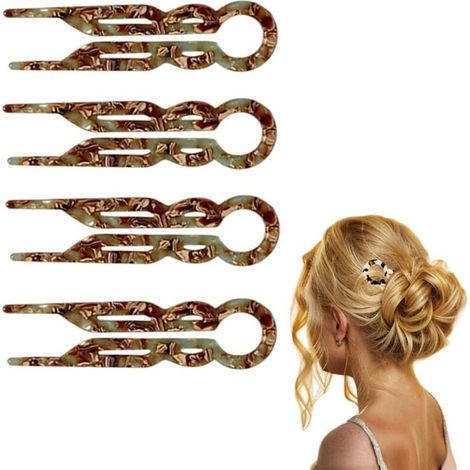 Lot de 4 épingles à cheveux pour femme, épingles à cheveux françaises pour cheveux fins et épais, 2 motifs uniques (1/5)