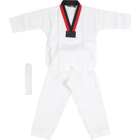 Taekwondo-Anzug für Kinder mit Gürtel, weiches, atmungsaktives Polyester-Baumwoll-Gemisch, Karate-Anzug für Jungen zum Kampfsporttraining (1/5)