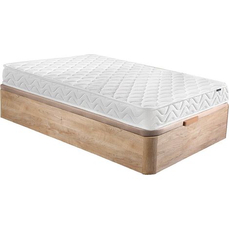 Set 90 x 190 cm Rete contenitore Naturale chiaro + Materasso memory foam sp. 15 cm - PELOPS di DREAMEA