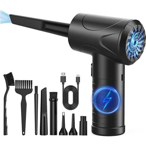 3 Vitesses 91000 RPM Air Comprimé Nettoyage pc, Rechargeable par USB Souflette d Air Electrique,Duster Depoussierant Electrique Dépoussiérant (1/4)