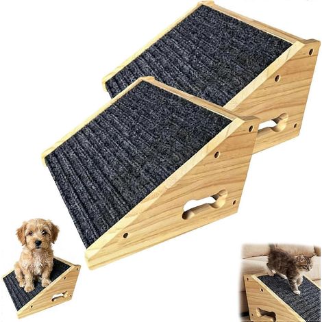 Rampe escalier bois antidérapante réglable pour chien, portable canapé‑lit‑escalier pour 2 chiens (1/5)