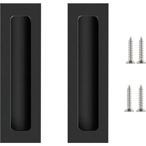 Gotetiso Black Sliding Door Handle 2 Pieces Furniture Handle Invisible Door Handle Door Pull Handle for Drawers Cabinets Dressing Tables Furniture Handle 175x42mm (1/4)