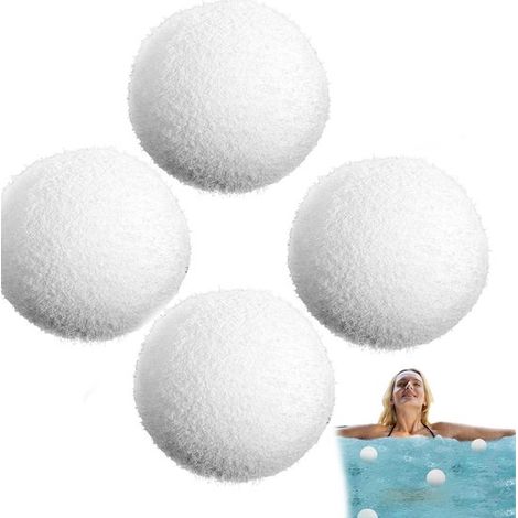 Éponges de piscine 4 pièces 7,5 cm – Balles en mousse réutilisables pour spa et eau chaude – Accessoires pour piscine bain à remous et jacuzzi – Blanc (1/5)