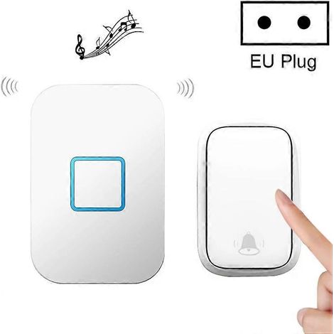 Sonnette sans fil pour maison connectée, auto-alimentée, prise UE, blanche - CACAZI FA88 (1/5)