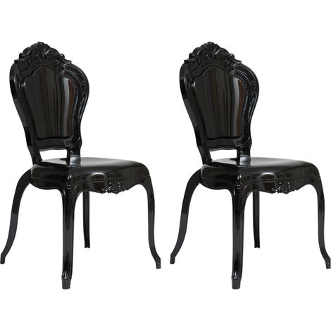 Set 2 sillas de policarbonato negro Silla de cocina/sala de estar Sillones de plástico para comedor Sillón dormitorio (1/5)