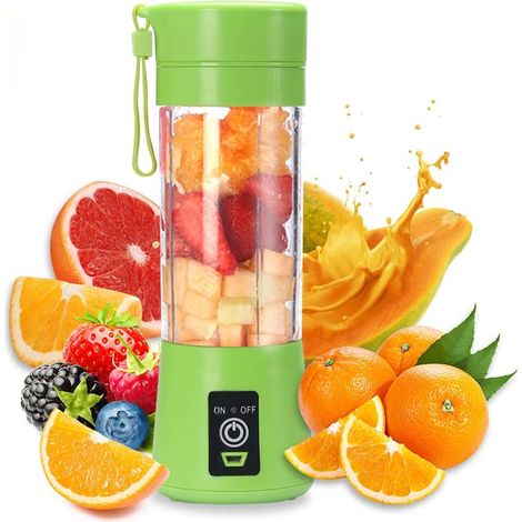 Mixeur portable USB, blender électrique mini 380ml avec 6 lames, parfait pour smoothies et shakes, idéal pour jus et boissons fraîches. (1/5)