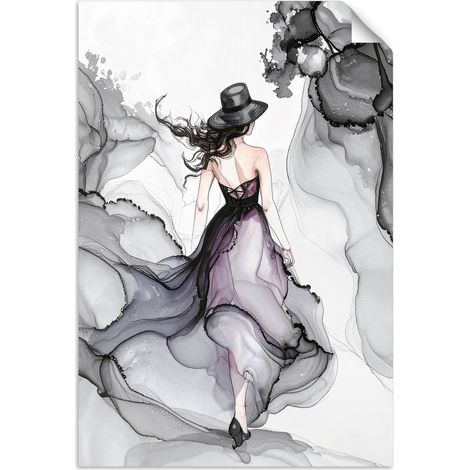 Selbstklebendes Poster – Wandsticker Frau-Abstraktion Tinte 20x30 cm (1/3)