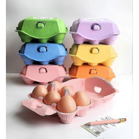 Boîte à œufs réutilisable en pulpe de papier, lot de 18, 6 alvéoles, solution de rangement écologique pour cadeaux, carton coloré durable. (1/5)