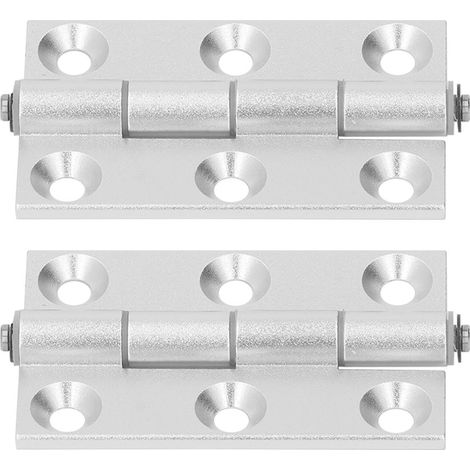 Lot de 2 charnières plates pliantes en profilé aluminium avec axe à douille résine pour porte carrée 79x61mm épaisseur 3.8mm (1/5)
