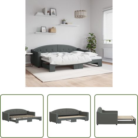 vidaXL Doppelbett -  Tagesbett Ausziehbar Dunkelgrau 80x200 cm Stoff