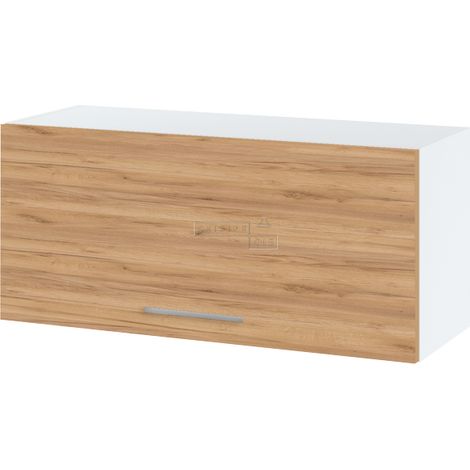 Meuble haut SLIM de cuisine Bellissi Chene 1 porte relevable L 80 cm -  Porte avec poignée apparente  Décor chêne brut (1/5)