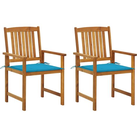 Chaises de jardin avec coussins lot de 2 Bois d'acacia massif (1/5)