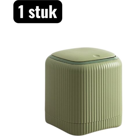 Mini poubelle de bureau en polypropylène renforcé avec couvercle et double compartiment de rangement compacte couleur verte (1/5)