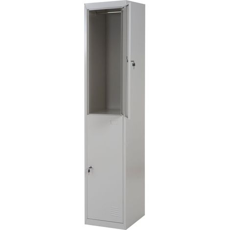 Armadietto spogliatoio doppio scomparto HHG-306 acciaio 45x38x185cm grigio chiaro