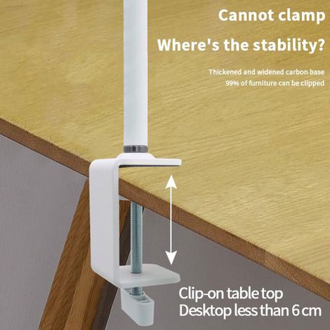 40 cm LED-Halbmond-Schönheitslampe mit Tischklemme, 20 W, für Nägel und Wimpern, 360° drehbarer, flexibler Arm, EU-Stecker, Weiß