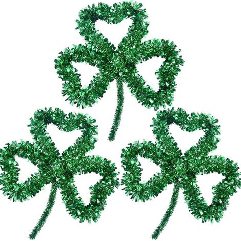 Décoration Murale en Guirlande de Trèfle Vert pour la Saint-Patrick, Lot de 3 Couronnes de Fil Suspendues pour Fête et Décoration Intérieure (1/5)