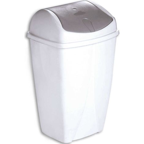 Poubelle Plastique couvercle basculant - Blanche - 50L -