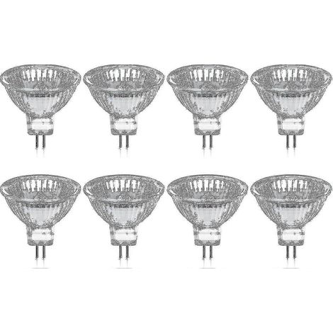 Lot de 8 ampoules halogènes GU5.3 MR16 35 W 12 V dimmables - Blanc chaud 2800 K, 400 lumens, diffuseur en verre (1/5)