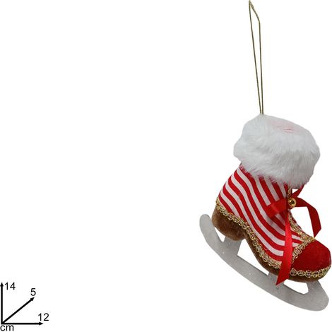 PENDENTE PATTINO VELLUTO RIGHE ROSSO
