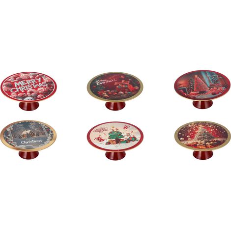 Regalo Italiano Alzata Tonda Natale Plastica D 33 Cm H 14 Cm Ass. Multicolor 1 Pz