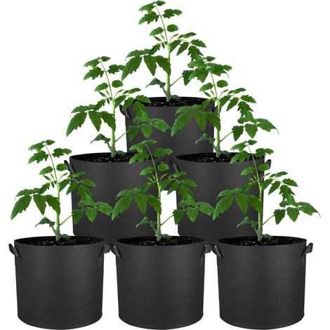 Lot de 6 sacs de plantation, 3 gallons (12 litres), avec poignées, pots de plantation noirs, adaptés aux plantes telles que les pommes de terre, les fraises et les fleurs. (1/5)