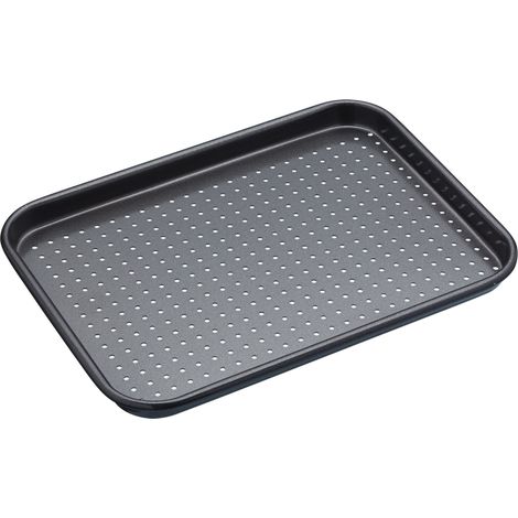 MasterClass Crusty Bake Bandeja de horno perforada antiadherente sin PTFE, PFOA ni BPA, robusta de acero al carbono de 1 mm de grosor, 24 x 18 cm