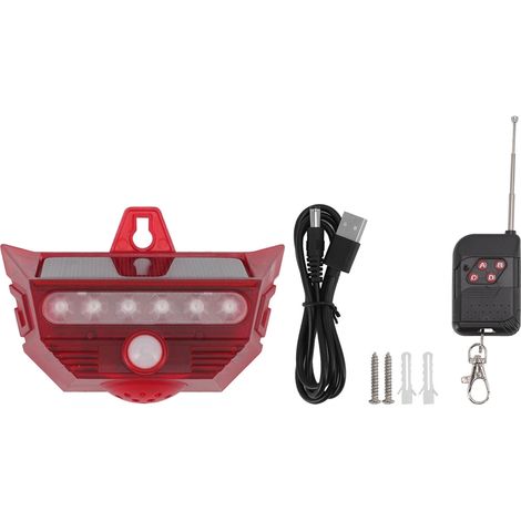 Lampe solaire avec alarme, détecteur de mouvement, sirène solaire de sécurité, télécommande pour maison jardin extérieur (1/5)