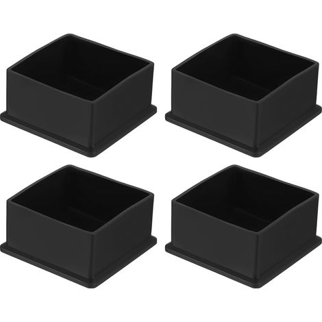 4Pcs Embouts de Pieds de Chaise Carrés en PVC, 60mm x 60mm OD, Noirs, Protections de Sol pour Pieds de Meubles de Table, Capuchons de Pieds de Meubles (1/5)