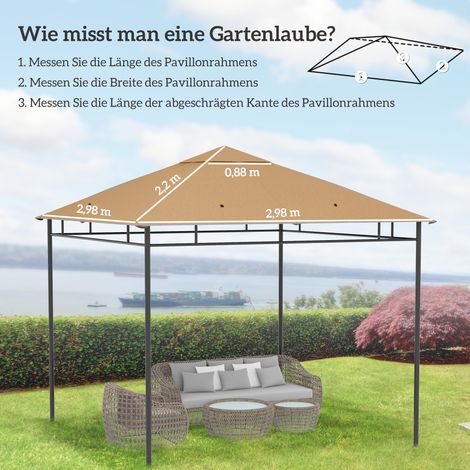 Ersatzdach für Gartenpavillon, Polyester, 2,98 x 2,98 m, Beige (1/5)