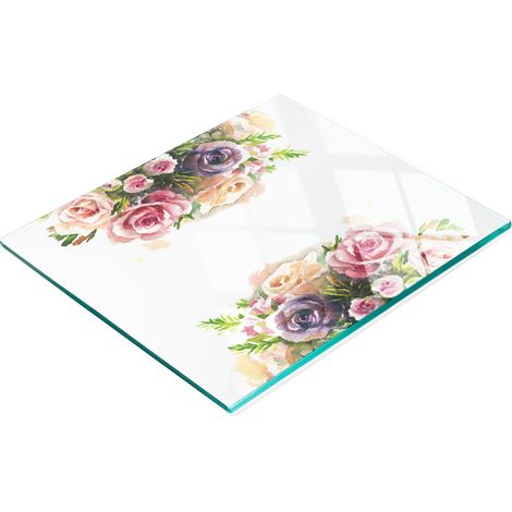Vassoio decorativo in vetro con rose grafiche per servire snack, 60x52 cm (1/5)