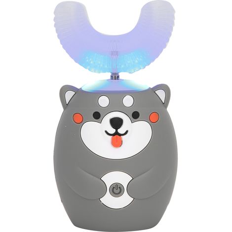 Brosse à dents électrique enfant en forme de U, dessin animé, étanche, nettoyage buccal doux, modèle amusant pour petits, hygiène dentaire facile. (1/5)