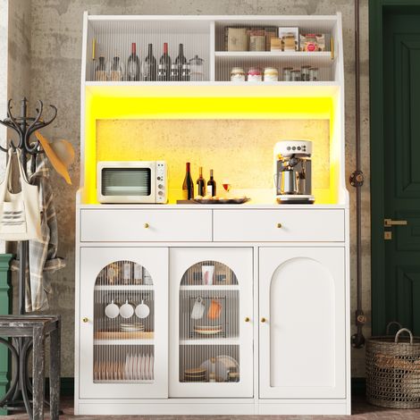 Sideboard Hochschrank Aufbewahrung 120x40x180 Weiß OKMYHOME (1/4)