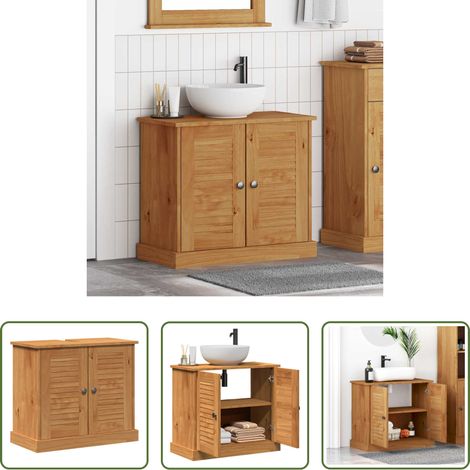 vidaXL Meuble vintage - Meuble sous évier VIGO Marron et Marron Miel 68 x 34 x 59 cm (1/5)