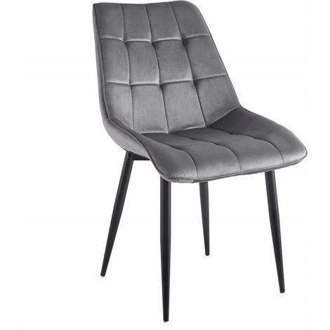 Chaise J262-1 (pieds noirs) velours gris (1/5)