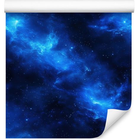 Papier peint aquarelle galaxie bleu marine et bleu, fond bleu 50x1000 cm (1/5)