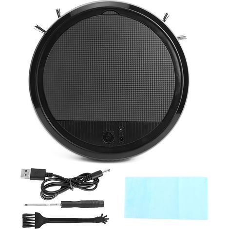 Ortviai Robot Balayeuse Aspirateur 4-en-1 avec Désinfection UV, Noir, 25 cm, 1500 mAh, 120 min d'autonomie