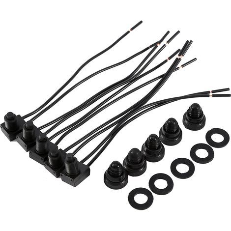 5 Stück wasserdichte 12V-Drucktaster Ein/Aus mit 4"-Kabeln für Motorrad und Auto (1/5)