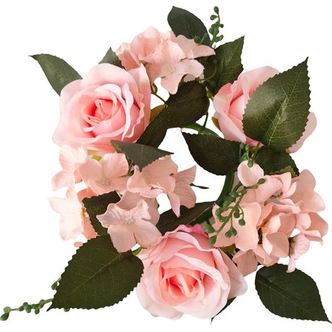 Couronne De Bougies En Faux Roses - Guirlande Florale Pour Décoration De Table Mariage Fête Anniversaire - 20 X 20 X 6 Cm - 1 Pièce (1/5)
