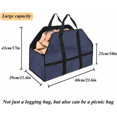 (Bleu) Sacs à bois de chauffage, sacs à bûches, sacs à déchets de bois de chauffage, manteaux de cheminée, accessoires pour poêles à bois (1/4)
