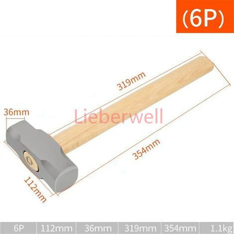 Marteau octogonal en acier forgé robuste professionnel, grand marteau à tête carrée, marteau de maçonnerie en bois, manche de 4LB 6LB 8LB (1/5)
