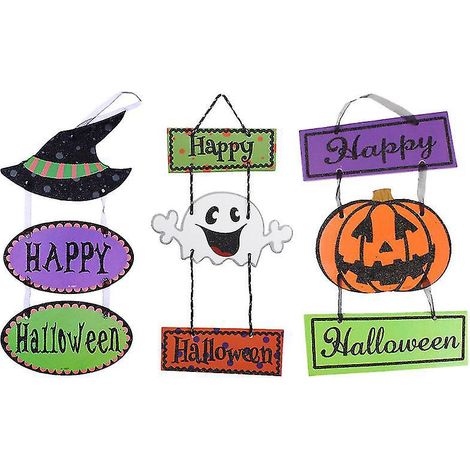3-teiliges Halloween-Türschild-Set für Halloween-Dekorationen (1/3)