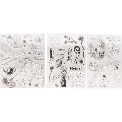 Tampons transparents pour la création de cartes, la décoration d'albums de scrapbooking, l'écriture de journaux intimes et comme tampons transparents. (1/5)