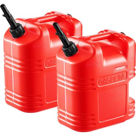 Bidon Essence 19 L Bidon Carburant Lot de 2 avec Bec Verseur, Graduation Transparente, Débit Maximal 15 L/min, Réservoir Essence Portable pour Plupart des Voitures, Motos, UTV, Tracteurs, Rouge (1/5)