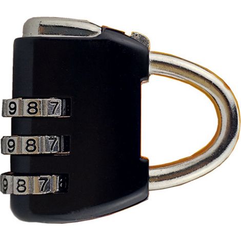 Cadenas de sûreté à combinaison 3 chiffres en métal zinc pour valises et sacs de voyage noir (1/4)