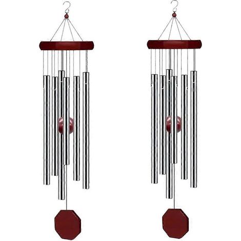 Lot de 2 carillons éoliens commémoratifs Pgzsy pour extérieur, grand format, son grave, élégant carillon de condoléances avec 6 tubes accordés (1/5)