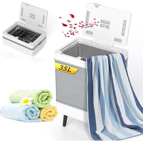 Sèche Serviettes 35 L, Chauffe-Serviettes Électrique Pliable (Blanc) Seau Chauffe Serviettes Intelligent avec Modes Chauffage et Séchage, pour Couvertures Peignoirs Pyjama, Spa Massage (1/5)