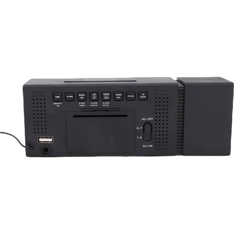 Reloj despertador digital con lámpara de mesita de noche multicolor, radio FM, indicador de fecha/temperatura/humedad, 6 alarmas, puerto de carga USB, sensor infrarrojo. (1/5)