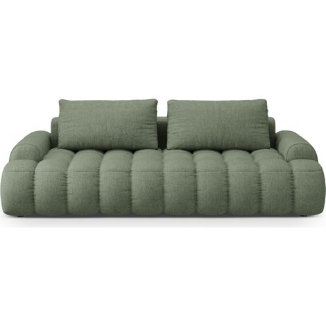 Canapé-lit avec coffre 4 places tissu structurel vert olive foncé (1/5)